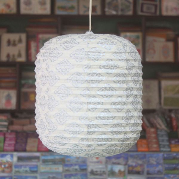 White Solid Lokta Paper Square Lamp