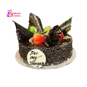 Dark Birthday Cake with Strawberry Topping