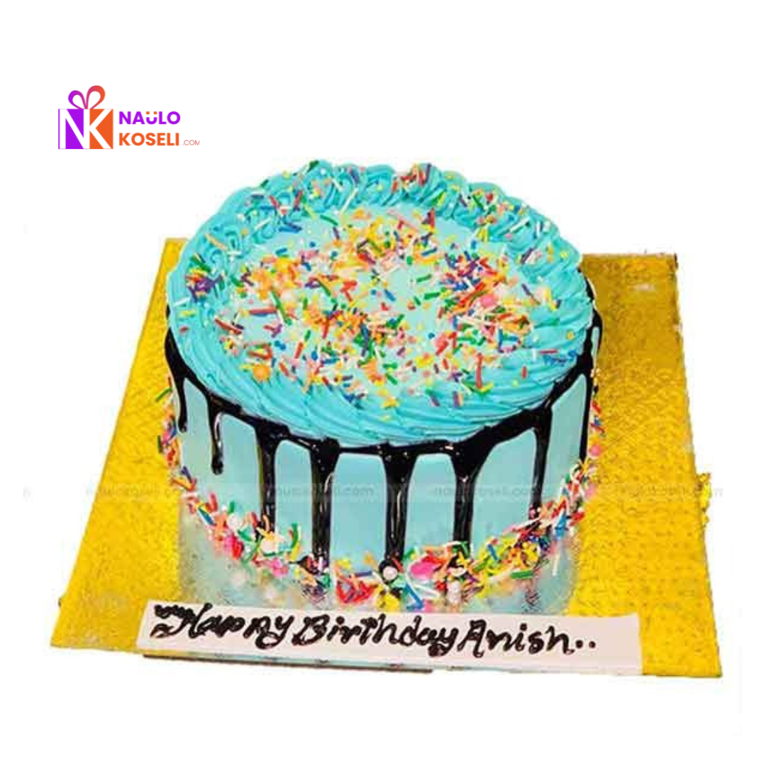 Beautiful Light Blue Birthday Cake