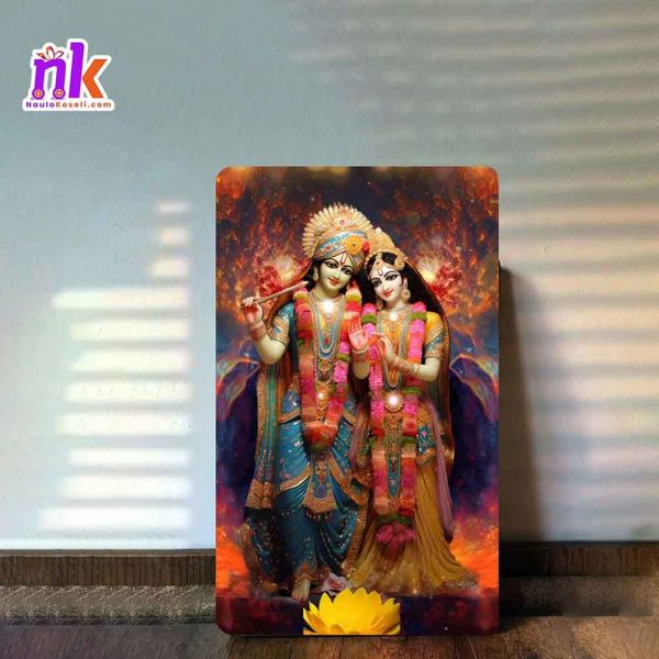 Radha Krishna Wooden Framed Canvas Design