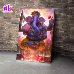 Ganesh Illustrate Wooden Framed Canvas