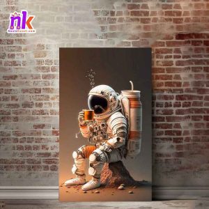 Astronaut Illustrate Wooden Framed Canvas Design