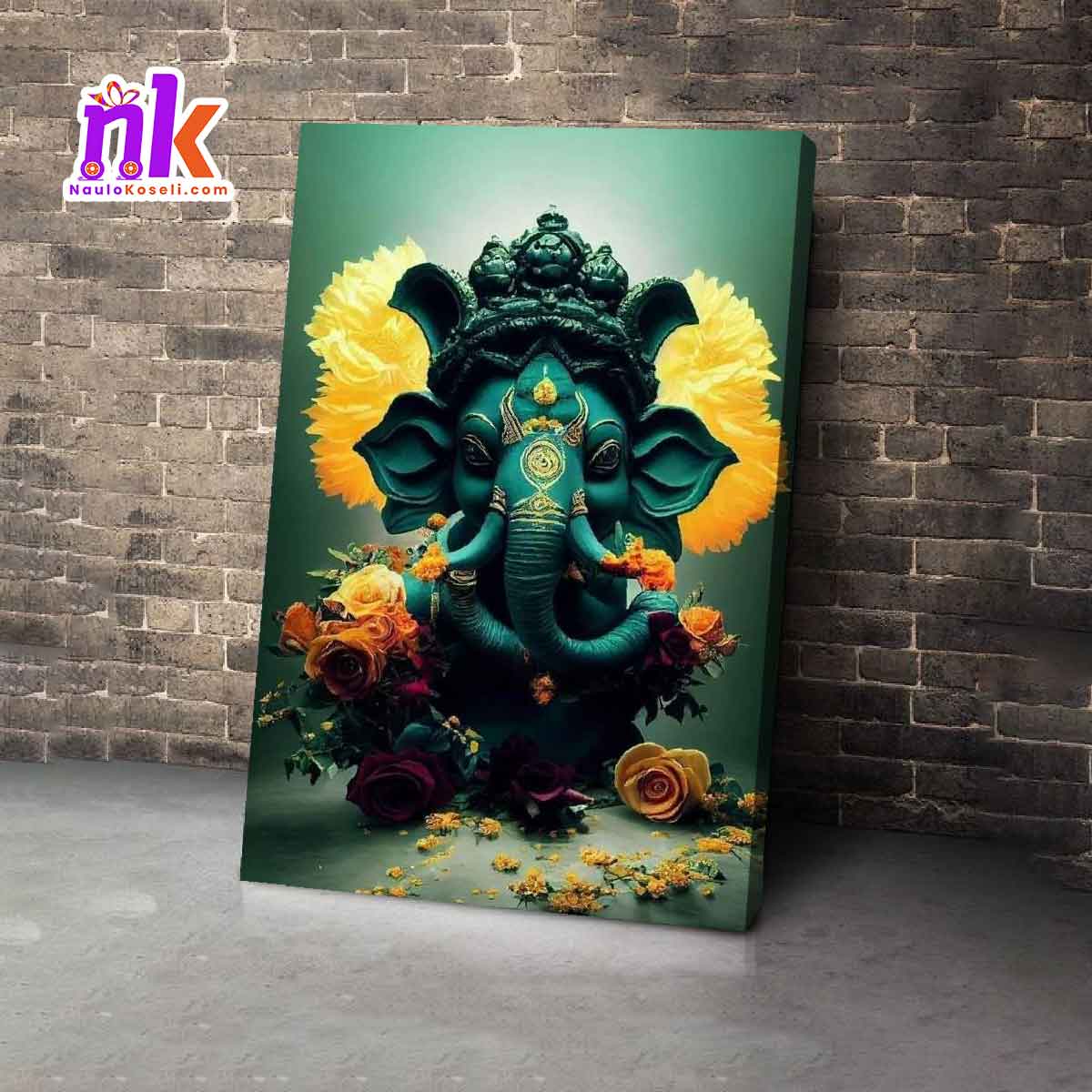 Printed Ganesh Wooden Framed Canvas