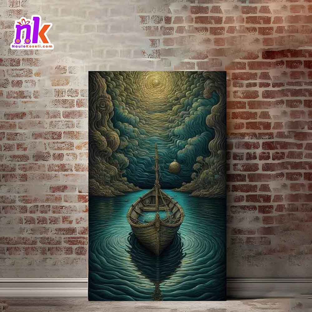 Boat to Heaven Illustrate Wooden Framed Canvas Design