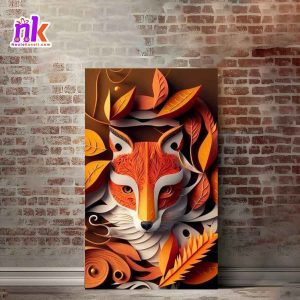 Fox Illustrate Wooden Framed Canvas