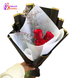 3 PCs Red Rose Bouquet