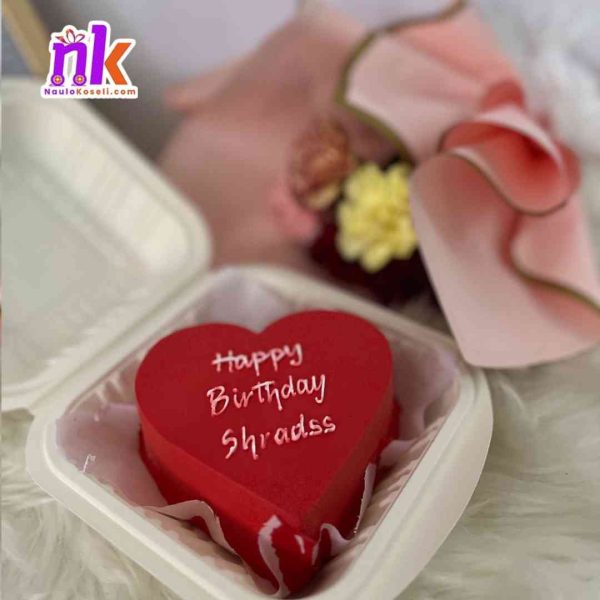 Heart-shaped Bento Cake with Carnation Bouquet