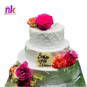 Natural Rose Topping Wedding Cake