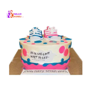 Baby Shower Cake with Shoes Topping
