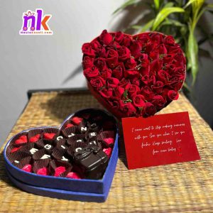 Heart Shaped Rose and Chocolate Box Combo