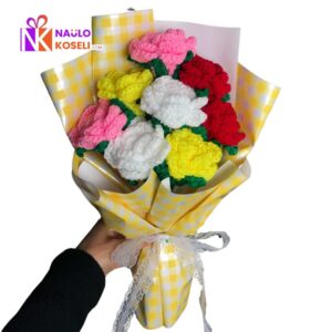 Multicolor Crochet Rose Bouquet