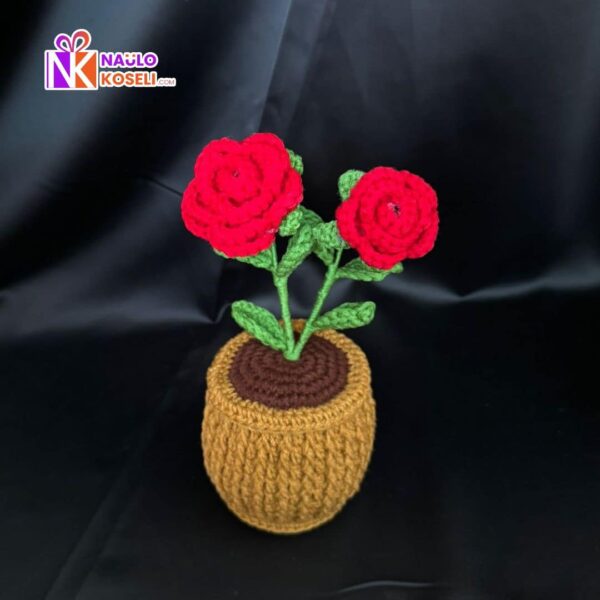 Potted Crochet Rose Flower