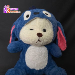 Blue and white fur hoodie teddy bear