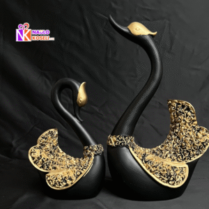 Ceramic Swan Set Black 10x10 inch