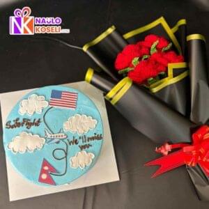 Farewell cake with crochet rose